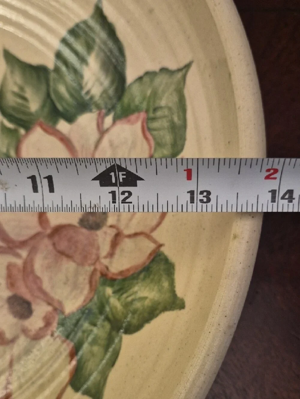 B. Mantegna Hand-Painted Floral‎ Mixing Bowl - Cream with Green and Pink Accents